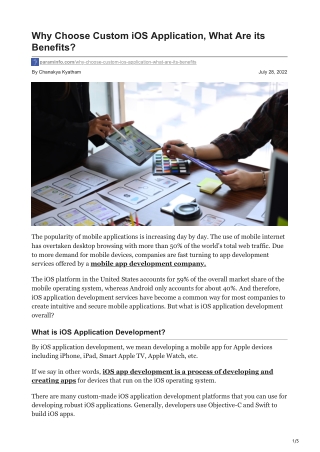 paraminfo.com-Why Choose Custom iOS Application What Are its Benefits