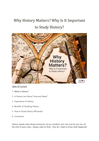 Why History Matters