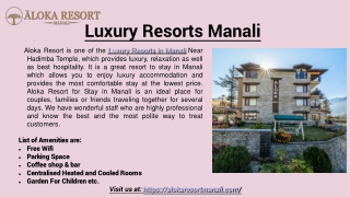 Luxury Resorts Manali