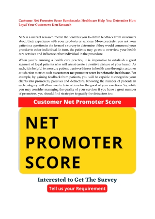 Customer Net Promoter Score Benchmarks Healthcare – Ken Research