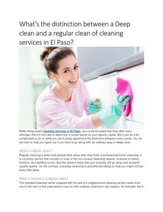 What's the distinction between a Deep  clean and a regular clean of cleaning  se