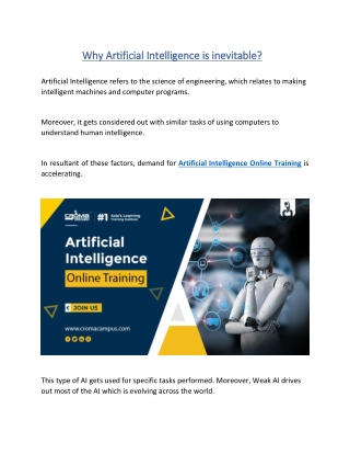 Why Artificial Intelligence is inevitable