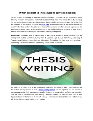 Which are best in Thesis writing services in Noida