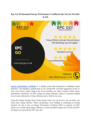 Epc Go! Professional Energy Performance Certificate Epc Service Provider in UK.pdf