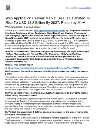 Web Application Firewall Market To Achieve A High CAGR Of 18.9% During Forecast