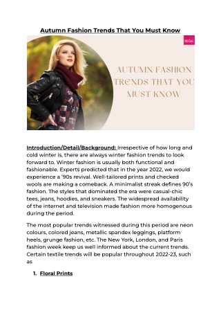 Here are some of the hottest fashion trends for autumn