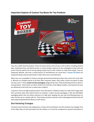 Important Aspects of Custom Toy Boxes for Toy Products