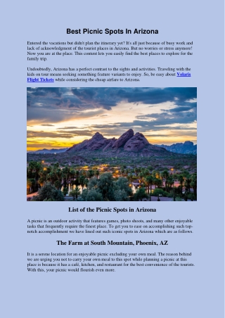 Best Picnic Spots In Arizona