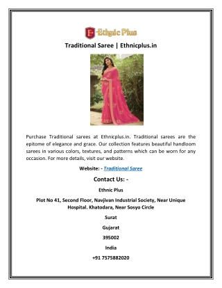 Traditional Saree | Ethnicplus.in