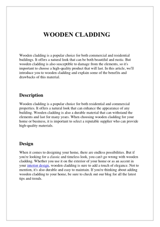 WOODEN CLADDING