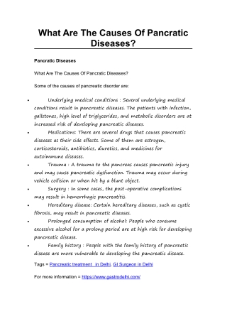 What Are The Causes Of Pancratic Diseases