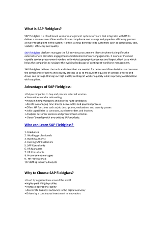 SAP Fieldglass Online Training | SAP Fieldglass Overview | SAP Fieldglass