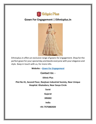 Gown For Engagement | Ethnicplus.in