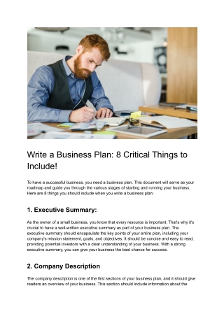 Write a Business Plan_ 8 Critical Things to Include!