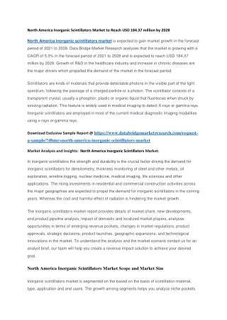 North America Inorganic Scintillators Market to Reach USD 184.37 million by 2028