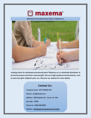 Wholesale Promotional Pens Online | Maxema.us