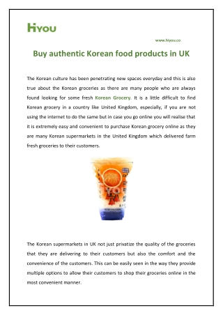 Buy authentic Korean food products in UK