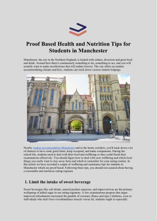 Proof Based Health and Nutrition Tips for Students in Manchester