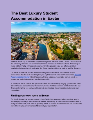 The Best Luxury Student Accommodation in Exeter