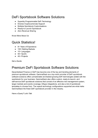 DeFi sportsbook software solutions