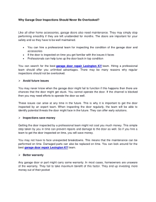 Why Garage Door Inspections Should Never Be Overlooked?