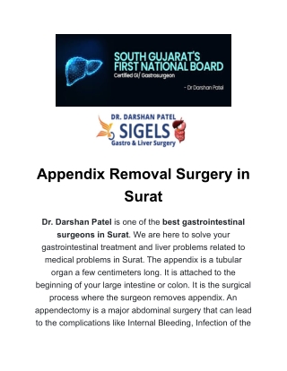 Appendix Removal Surgery