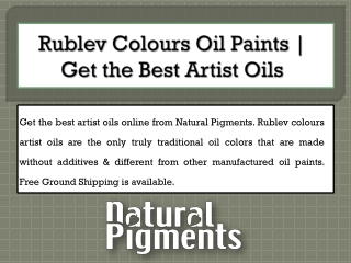 Rublev Colours Oil Paints | Get the Best Artist Oils