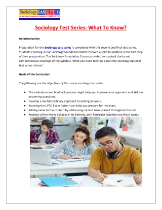Sociology Test Series_ What To Know Sociology IAS