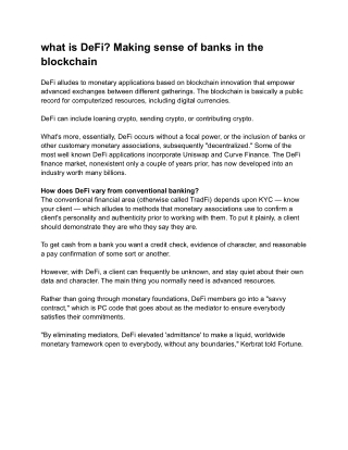 what is DeFi_ Making sense of banks in the blockchain