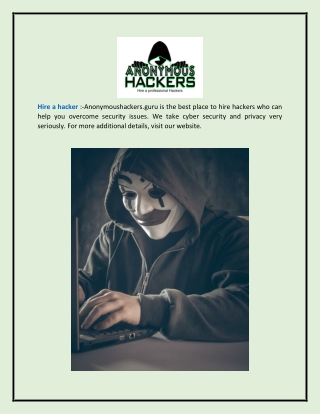 Hire a Hacker  Anonymoushackers.guru