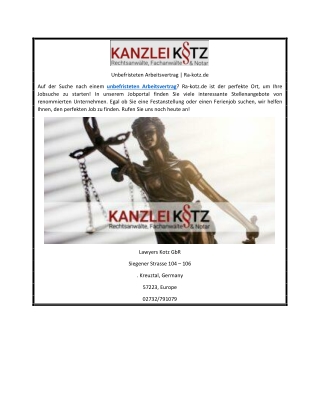 Unbefristeten Arbeitsvertrag | Ra-kotz.de