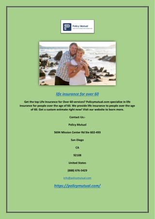 Life Insurance for Over 60 | Policymutual.com