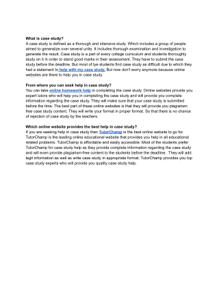 help with my case study