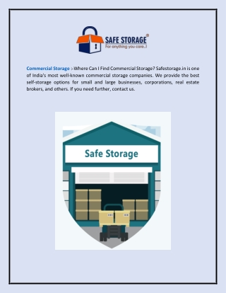 Commercial Storage  Safestorage.in