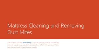 Mattress Cleaning and Removing Dust Mites