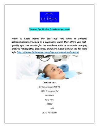 Somers Eye Center  Hudsoneyescom