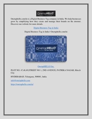 Digital Business Tag in India | Onetaphello.com/in