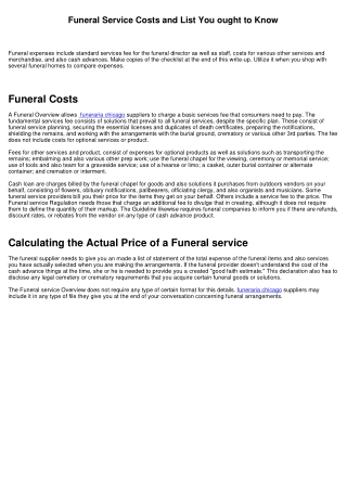 Funeral Service Prices as well as Checklist You need to Know