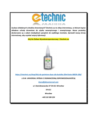Klej Do Żeliwa Wysokotemperaturowy  Etechnic.eu