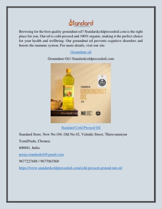 Groundnut Oil | Standardcoldpressedoil.com
