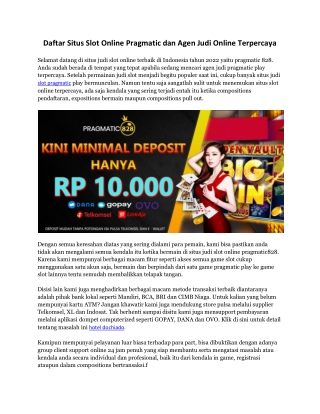 Daftar Situs Slot Online Pragmatic dan Agen Judi Online Terpercaya