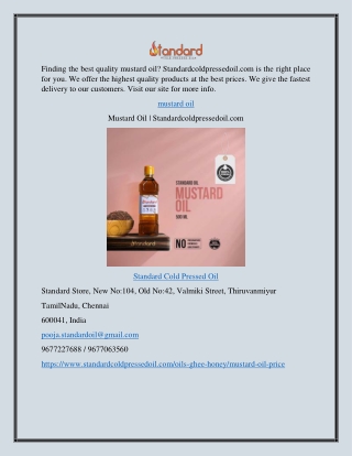 Mustard Oil | Standardcoldpressedoil.com