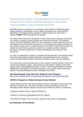 Global Activated Carbon Market Research Report: Forecast (2022-27)