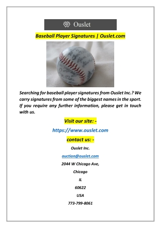 Baseball Player Signatures