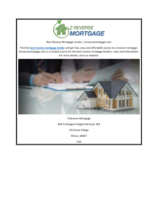 Best Reverse Mortgage Lender | Zreversemortgage.com