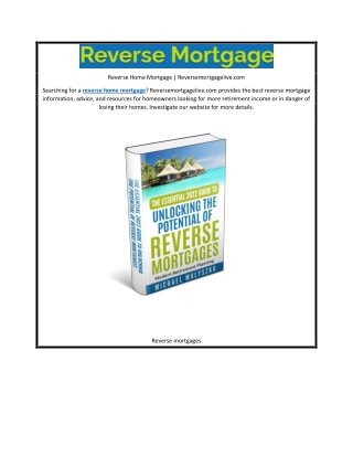 Reverse Home Mortgage | Reversemortgagelive.com