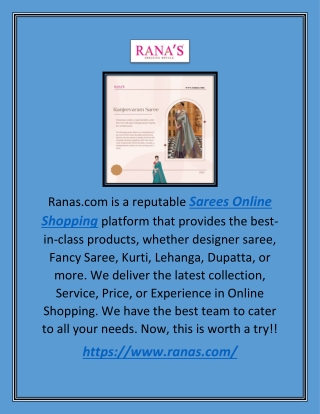 Sarees Online Shopping | Ranas.com