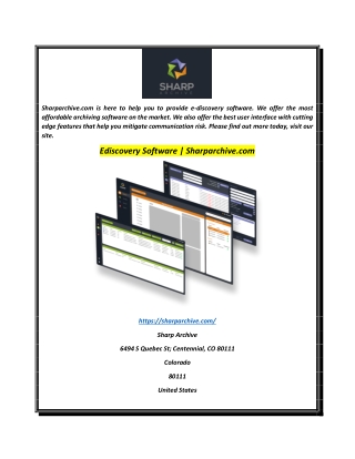 Ediscovery Software  Sharparchive.com