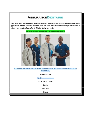 Assurance santé personnelle  Assurancedentaire.ca