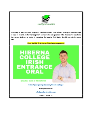 Hibernia Irish Oral Course  Gaeilgeoirguides.com